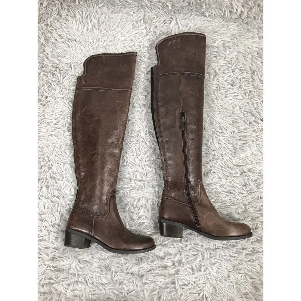 VINCE CAMUTO BALDWIN brown leather over‎ knee high boots sz 5.5 $248